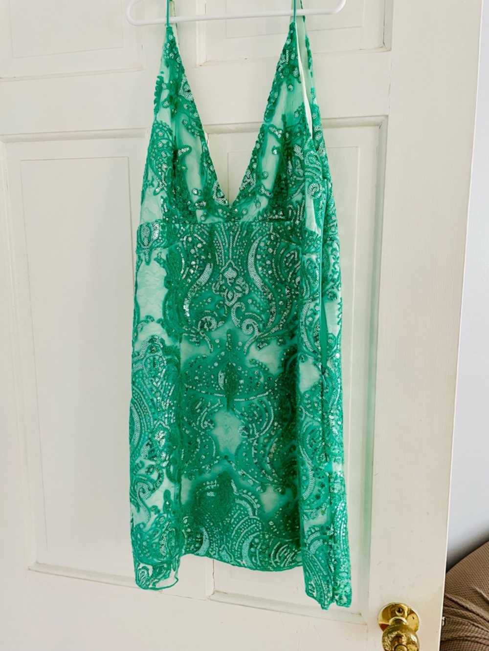 Free People size 6 Emerald Green Sequin Dress